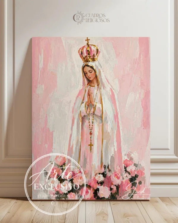 virgen-de-fatima-jardin-de-plegarias-vertical Cuadro de la Virgen de Fátima para sala — Jardín de plegarias