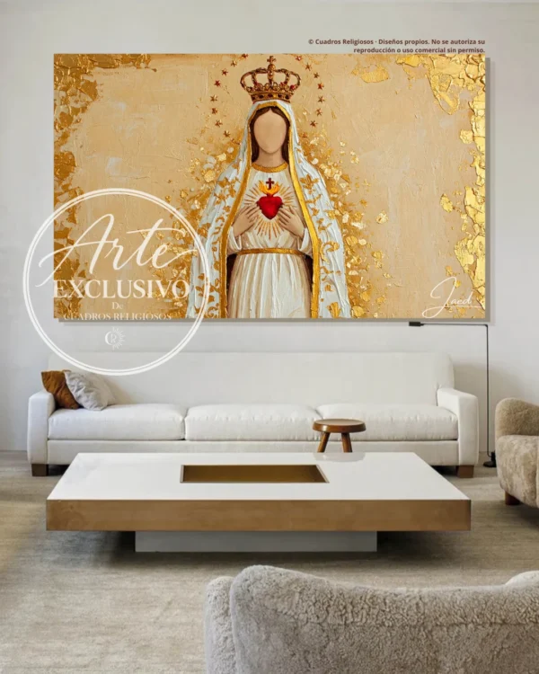 Cuadro moderno de la Virgen de Fátima — La gracia del silencio