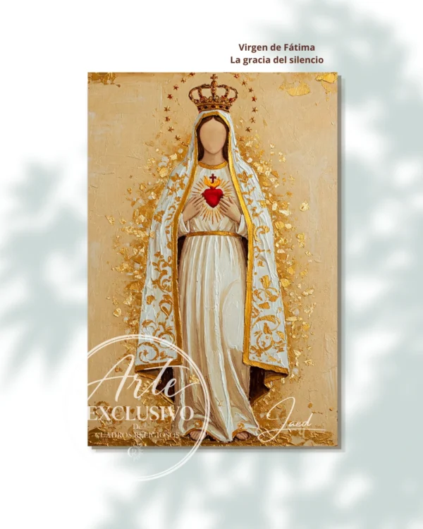 Cuadro moderno de la Virgen de Fátima — La gracia del silencio
