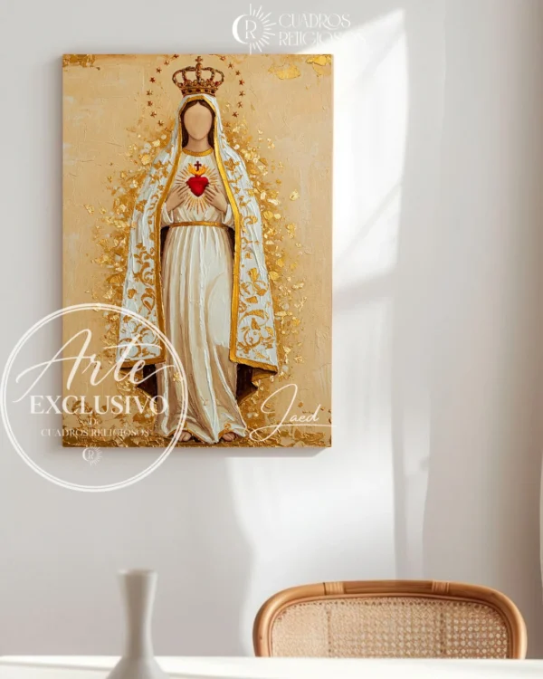 Cuadro moderno de la Virgen de Fátima — La gracia del silencio
