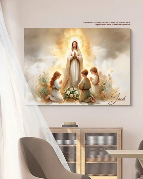 Cuadro de la Virgen de Fátima para sala — La ternura nos reúne