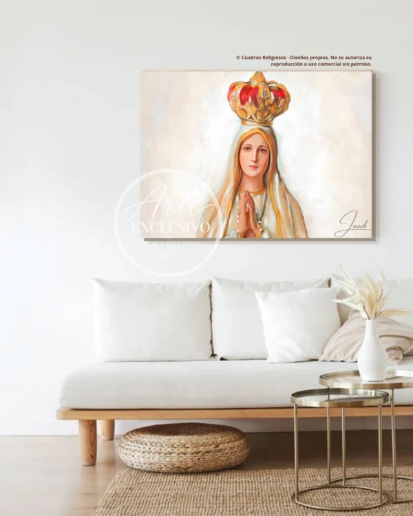 virgen-de-fatima-mirada-de-consuelo-horizontal Cuadro de la Virgen de Fátima para sala — Mirada de consuelo