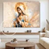 Cuadro moderno de la Virgen de Fátima — Oración entre flores