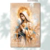 Cuadro moderno de la Virgen de Fátima — Oración entre flores