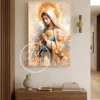 Cuadro moderno de la Virgen de Fátima — Oración entre flores