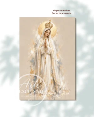 virgen-de-fatima-paz-en-tu-presencia-presentacion Cuadro de la Virgen de Fátima para sala — Paz en tu presencia