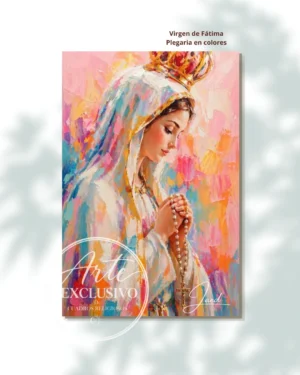 Cuadro abstracto de la Virgen de Fátima — Plegaria en colores