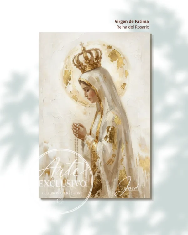 Cuadro moderno de la Virgen de Fátima — Reina del Rosario
