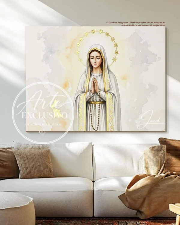 virgen-de-fatima-serena-presencia-horizontal Cuadro moderno de la Virgen de Fátima — Serena presencia