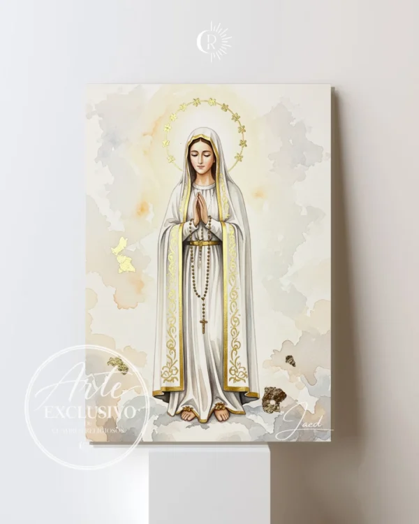 virgen-de-fatima-serena-presencia-vertical Cuadro moderno de la Virgen de Fátima — Serena presencia